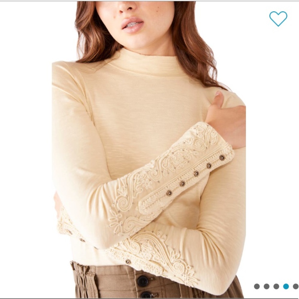 Free People Hooked on You Turtleneck Top Crochet
